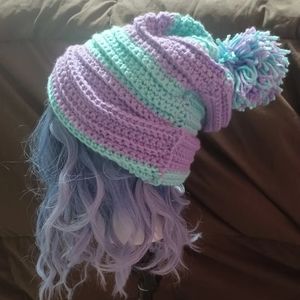 Blue/purple crochet beanie